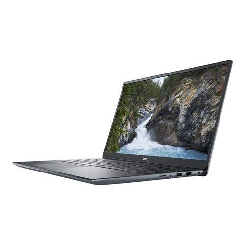 Pro grey Dell Vostro 5590 refurbished laptop, open and switched on.