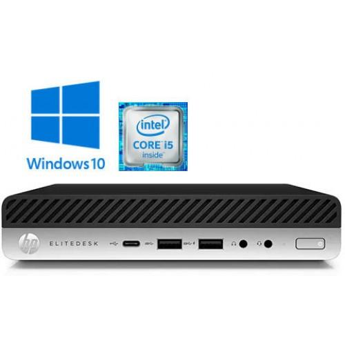 HP Elitedesk 800 mini refurbished desktop pc product image with windows logo.
