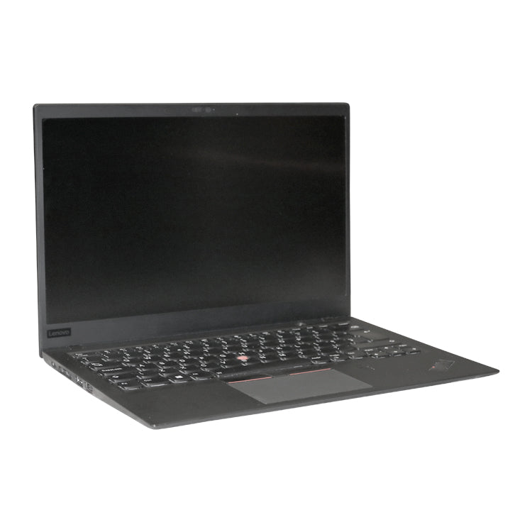 Black Lenovo ThinkPad X1 open and switched off.