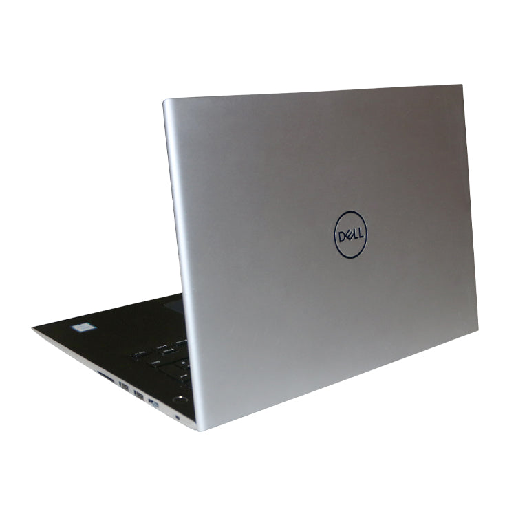 Silver Dell Vostro 5471 refurbished laptop, open from the back.