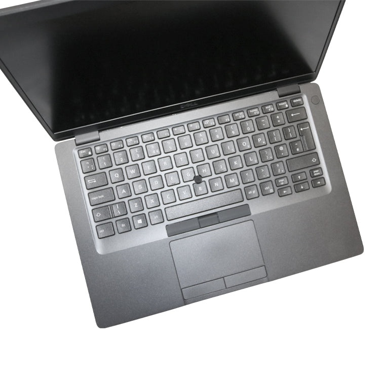 Dell Latitude 5400 open, switched off, with focus on keyboard.