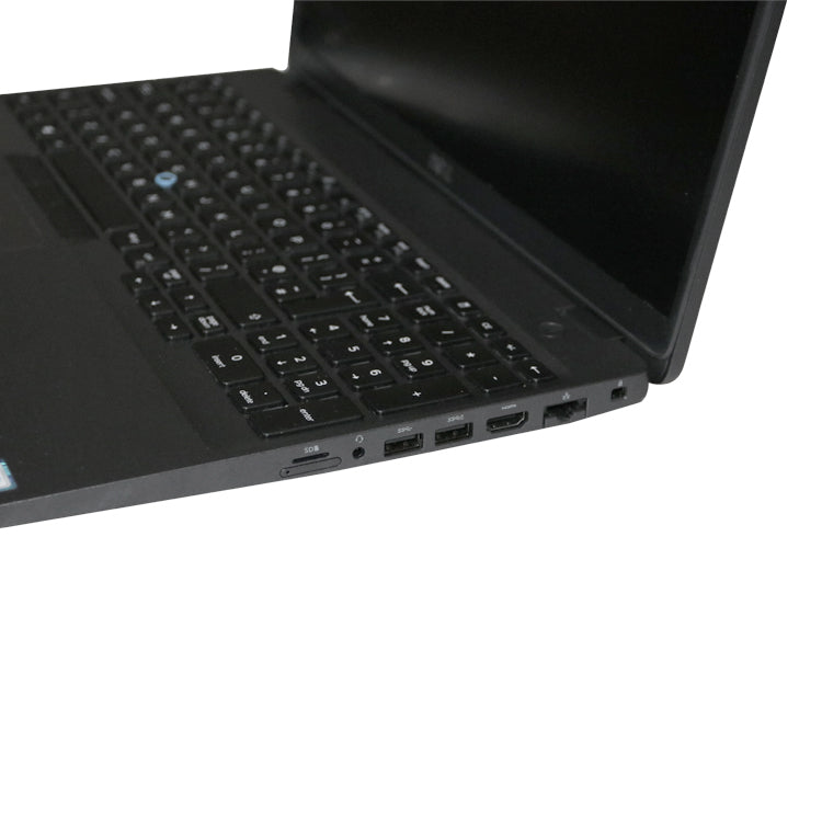 Dell Latitude 5500 in black, switched off with close up of keyboard.