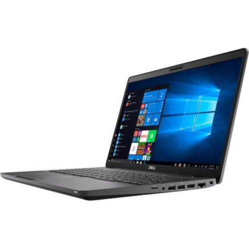 Dell Latitude 5500 in black, switched on and open.