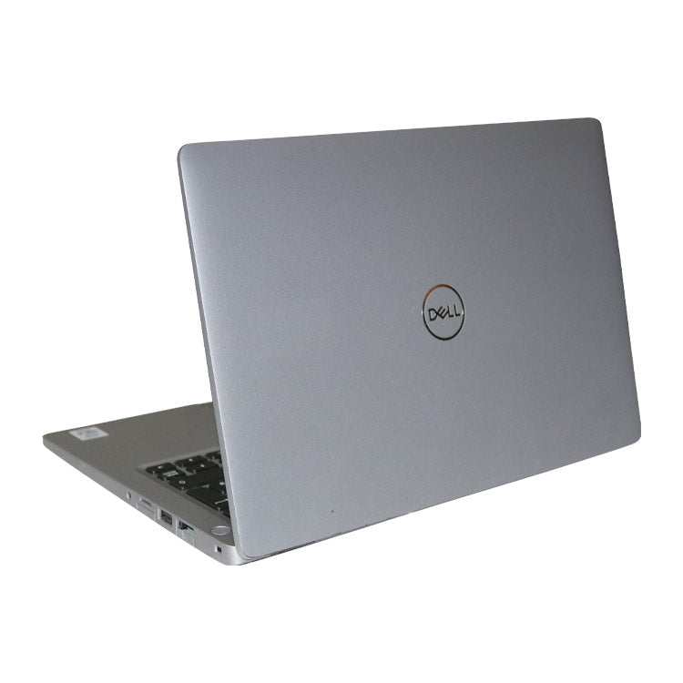 Dell Latitude 5310 13 inch laptop, open from the back, with Dell logo.