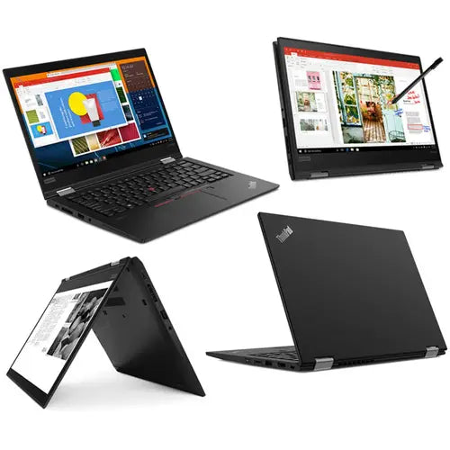 Lenovo ThinkPad X13 Yoga G1 shown in all 4 different positions.