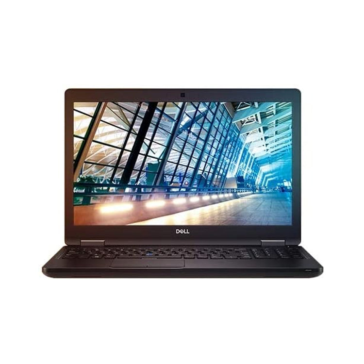 Black Dell Latitude 5590 switched on and open.