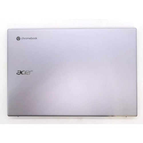 Silver Acer Chromebook Laptop closed, with logo on.