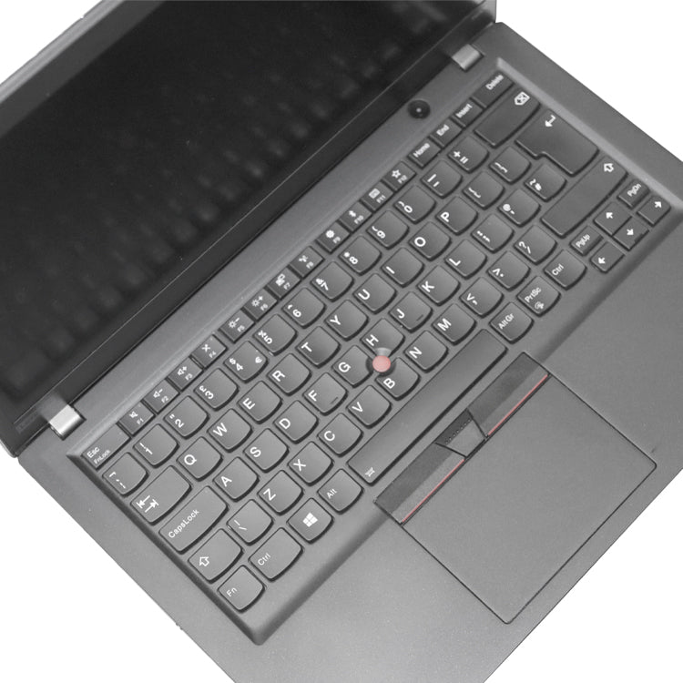 Close up of keyboard on black Lenovo Thinkpad T490s.